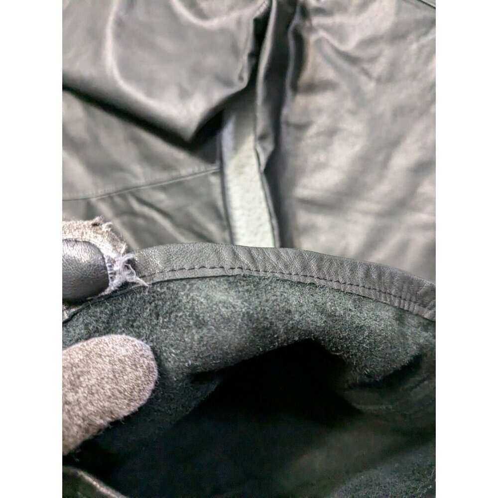 Gap Leather Pants Mens 34 Button Fly Retro Y2K Vintage Style Rock Biker Black - Picture 11 of 16